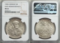 Saxe-Weimar-Eisenach. Wilhelm Ernst 5 Mark 1908-A MS62 NGC, Berlin mint, KM220. Struck to commemorate the 350th anniversary of the founding of the Uni...