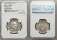 Württemberg. Karl I 2 Mark 1876-F AU Details (Obverse Repaired) NGC, Stuttgart mint, KM626. From the Engelen Collection of World Coins

HID09801242017...