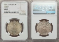 Weimar Republic 3 Mark 1929-E MS63 NGC, Muldenhutten mint, KM65. For the 100th anniversary of the founding of Meissen.

HID09801242017