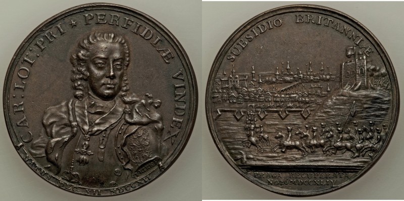 Karl Alexander of Lorraine copper "Recapture of Prague" Medal MDCCXLIV (1744) VF...