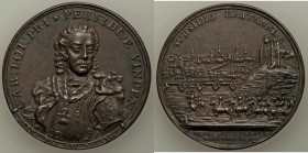 Karl Alexander of Lorraine copper "Recapture of Prague" Medal MDCCXLIV (1744) VF, Eimer-591, Julius 2274. 43mm. 24.71gm. By J. Kirk. Bust almost facin...