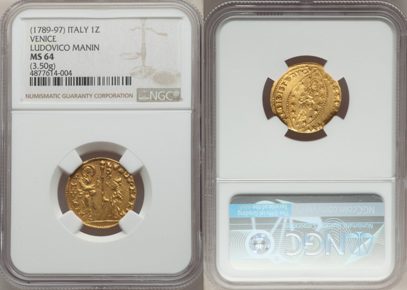 Venice. Ludovico Manin (1789-1797) gold Zecchino ND MS64 NGC, Venice mint, KM755...