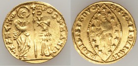 Venice. Ludovico Manin (1789-1797) gold Zecchino ND XF, Venice mint, KM755, Fr-755. 21mm. 3.50gm. LUDOV MANIN S M VENET / DVX. Doge kneeling left, hol...