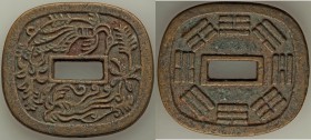 Akita Tsuba Sen ND (1863-1866) VF, Hartill-7.3. 47x52mm. 51.17gm. Variety with long tangs on phoenix. 

HID09801242017