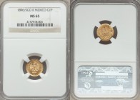 Republic gold Peso 1896/5 Go-R MS65 NGC, Guanajuato mint, KM410.3. Tied for finest at NGC none higher listed at PCGS

HID09801242017