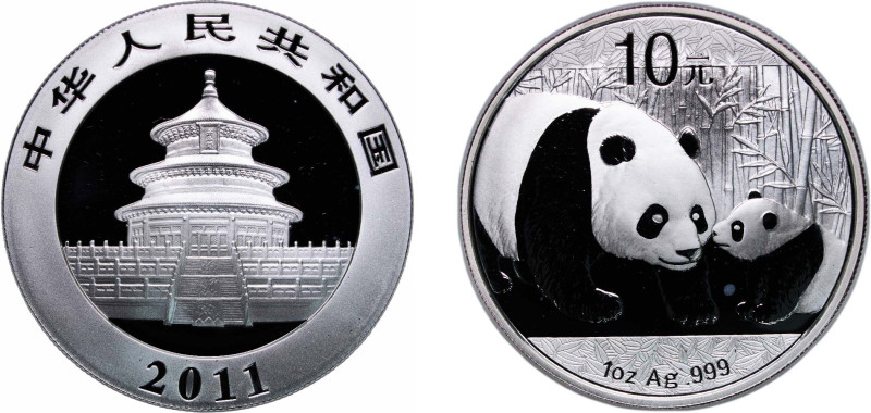 China People's Republic of China 2011 10 Yuan (Panda) Silver (.999) (3000000) 30...