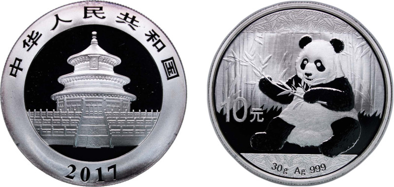 China People's Republic of China 2017 10 Yuan (Panda) Silver (.999) (10000000) 2...