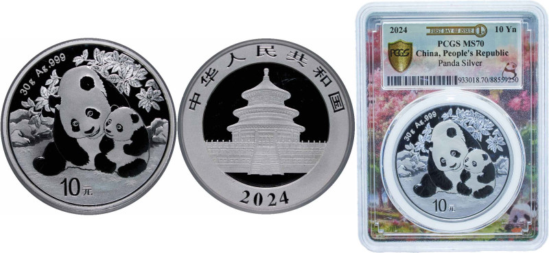 China People's Republic of China 2024 10 Yuan (Panda) Silver (.999) (10000000) 3...