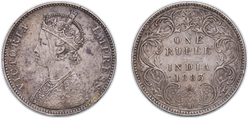 India India - British Raj 1883 1 Rupee - Victoria Silver (.917) Bombay Mint (180...