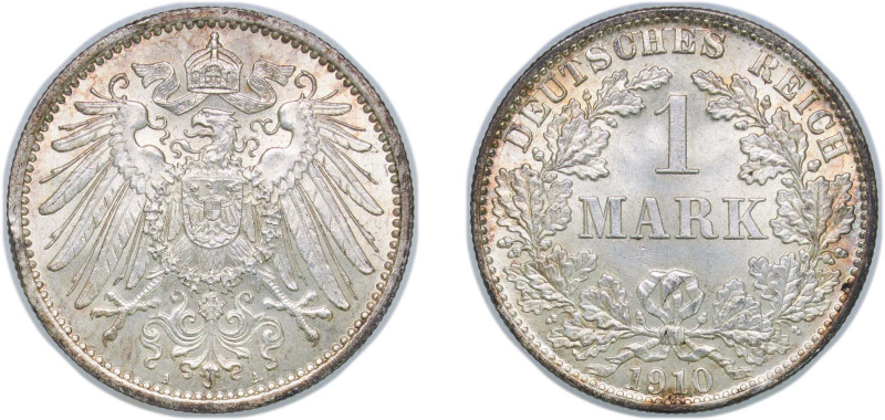 Germany Second Empire 1910 A 1 Mark - Wilhelm II (type 2 - small shield) Silver ...