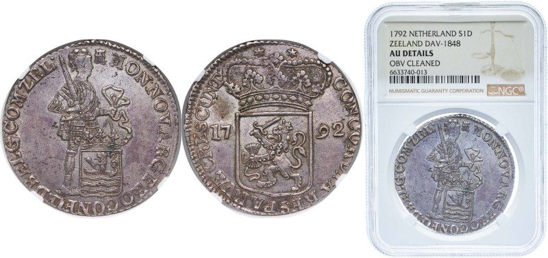 Netherlands Dutch Republic Province of Zeeland 1792 ♜ 1 Silver Ducat Silver (.87...