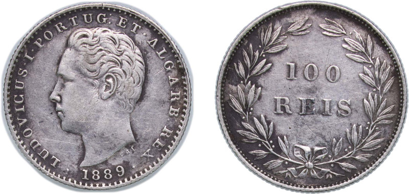 Portugal Kingdom 1889 100 Réis - Luiz I Silver (.91666) Lisbon Mint (1500000) 2....