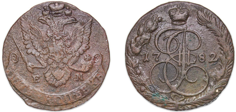 Russia Russian Empire 1782 ЕМ 5 Kopecks - Ekaterina II Copper Ekaterinburg Mint ...