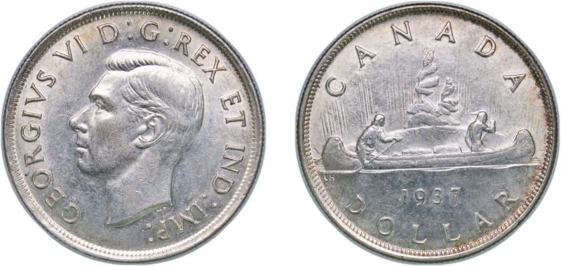 Canada Commonwealth 1937 1 Dollar - George VI (with IND:IMP:) Silver (.800) Otta...