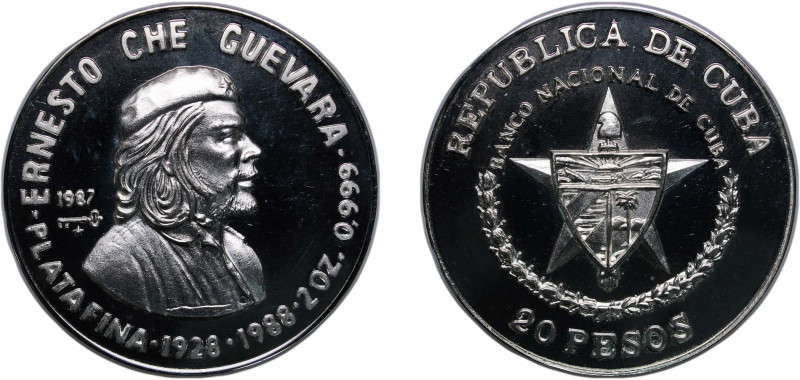 Cuba Second Republic 1987 20 Pesos (Ernesto "Che" Guevara) Silver (.999) Havana ...