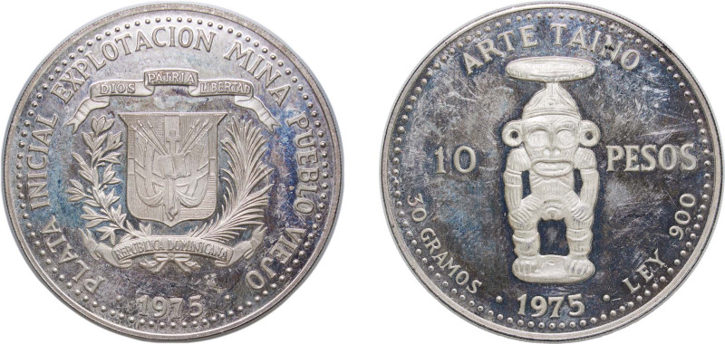 Dominican Republic Fourth Republic 1975 10 Pesos (First silver extraction from P...