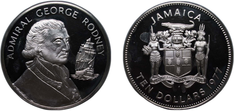 Jamaica Commonwealth 1977 FM 10 Dollars (George Rodney) Silver (.925) The Frankl...