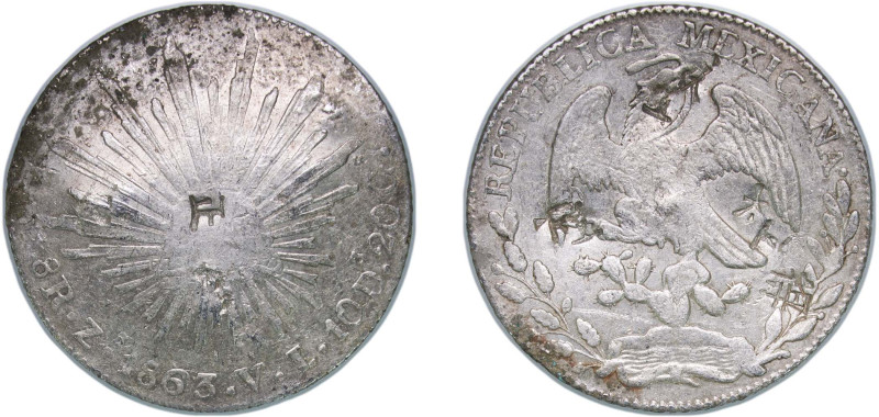 Mexico Federal Republic 1863 Zs VL 8 Reales Silver (.903) Zacatecas Mint 26.94g ...