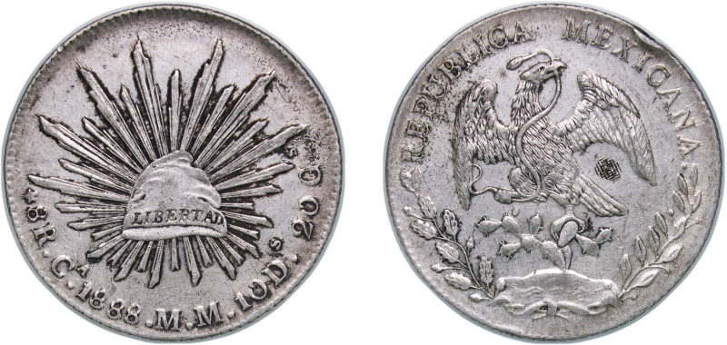 Mexico Federal Republic 1888 Ca MM 8 Reales Silver (.903) Chihuahua Mint (243400...