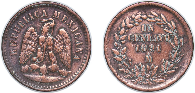 Mexico Federal Republic 1891 Mo 1 Centavo Copper Mexico City Mint (14544000) 7.8...