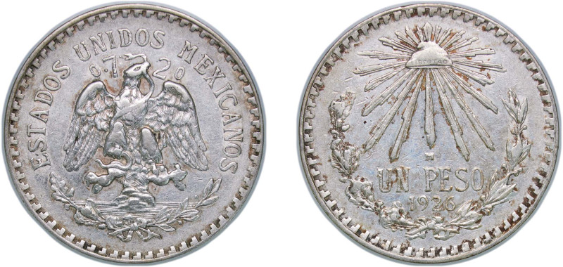 Mexico United Mexican States 1926 M 1 Peso Silver (.720) Mexico City Mint (28840...