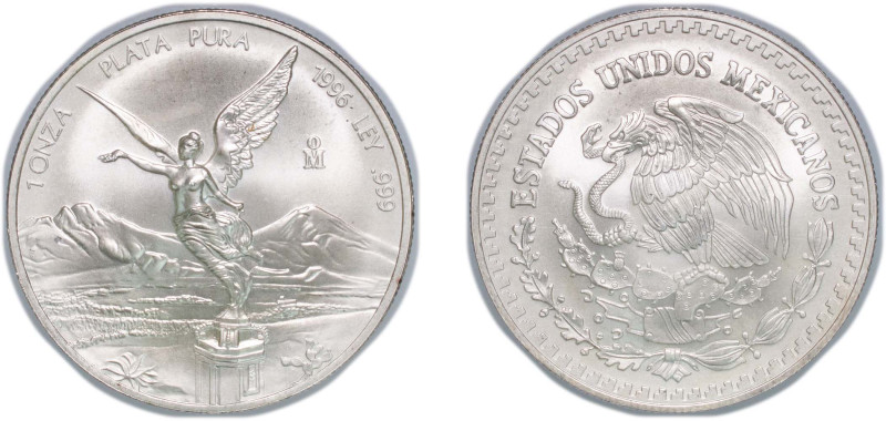 Mexico United Mexican States 1996 Mo 1 Onza "Libertad" Silver (.999) Mexico City...