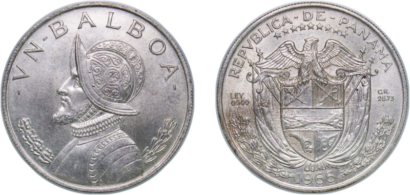 Panama Republic 1966 1 Balboa Silver (.900) 26.72g UNC KM 27