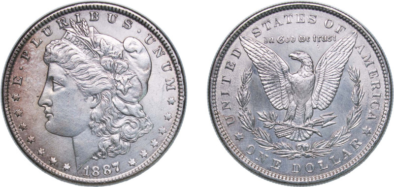 United States Federal republic 1887 1 Dollar "Morgan Dollar" Silver (.900) Phila...