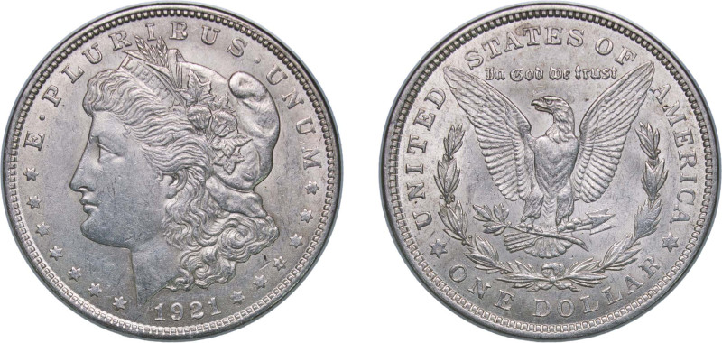 United States Federal republic 1921 1 Dollar "Morgan Dollar" Silver (.900) Phila...