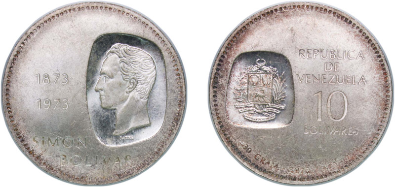 Venezuela Fourth Republic 1973 10 Bolívares (Bolivar coins) Silver (.900) Ottawa...