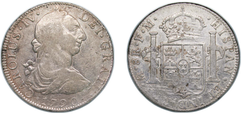 Mexico Spanish colony 1790 Mo FM 8 Reales - Charles IV (Numeral IV, Charles III ...