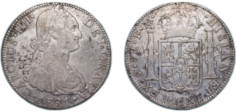 Mexico Spanish colony 1791 Mo FM 8 Reales - Charles IV Silver (.903) Mexico City...