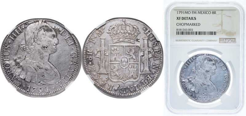 Mexico Spanish colony 1791 Mo FM 8 Reales - Charles IV Silver (.903) Mexico City...