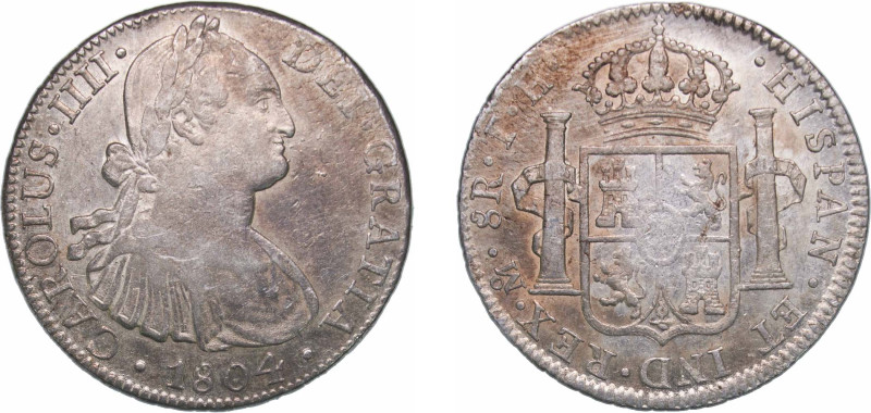 Mexico Spanish colony 1804 Mo TH 8 Reales - Charles IV Silver (.903) Mexico City...