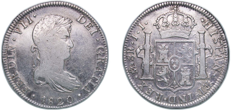 Mexico Spanish colony 1820 Mo JJ 8 Reales - Ferdinand VII Silver (.903) Mexico C...