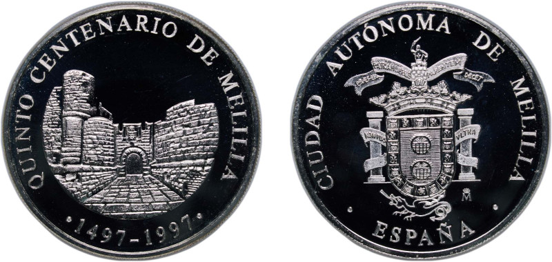 Spain Kingdom 1997 M Medal - Juan Carlos I (Quinto centenario de Melilla) Silver...