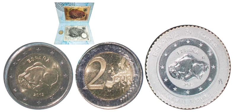 Spain Kingdom 2015 M 2 Euros (Cave of Altamira, With 3 Euros Corros Silver) Madr...