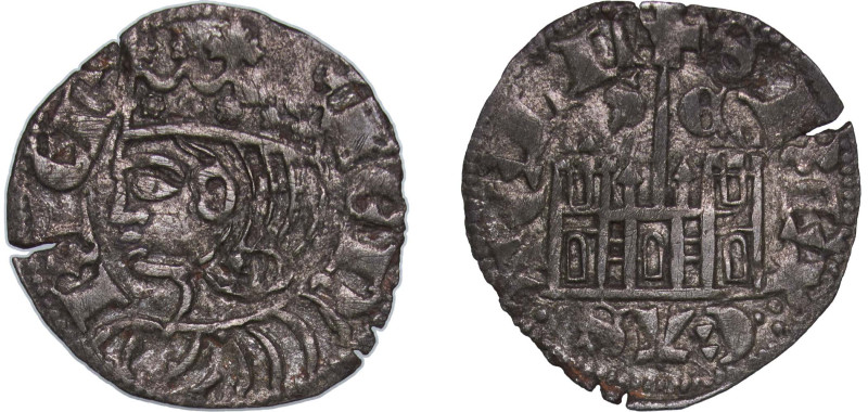 Spain Kingdom of Castile and Leon 1369 - 1373 S-E Denier - Henry II Billon Segov...