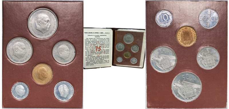 Spain Nationalist Government 1957 *19-75 Coinage Set - Francisco Franco (Cartera...