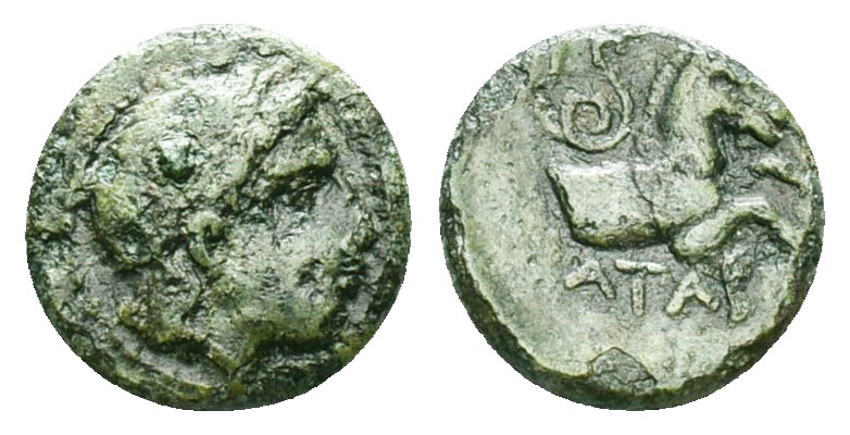 Greek Coins, 

Greek Coins

MYSIA.Atarnios.(Circa 350-300 BC).Ae.

Obv : L...