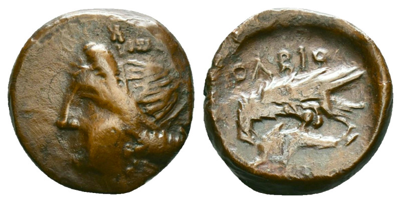 Greek Coins

SKYTHIA. Olbia. Ae (Circa 380-360 BC). Obv: Head of Demeter right...