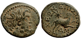 SYRIA. Antioch. Pseudoautonomous (time of Augustus, year 44 = 13/14 AD). AE bronze. Obv.: laureate head of Zeus, right. Rev.: ΕΠΙ ΣΙΛΑΝΟΥ ΑΝΤΙΟΧΕΩΝ, Δ...