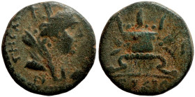 SYRIA. Antioch. Pseudoautonomous (time of Marcus Aurelius ?, 161-180 AD). AE bronze. Obv.: ΑΝΤΙΟΧΕωΝ ΤΗϹ ΜΗΤΡΟΠΟΛ; turreted, veiled and draped bust of...