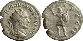 Aemilianus (253 AD). Rome mint. Antoninianus. Obv.: IMP CAES AEMILIANVS P F AVG; bust of Aemilian, radiate, draped, cuirassed, right. Rev.: MARTI PACI...