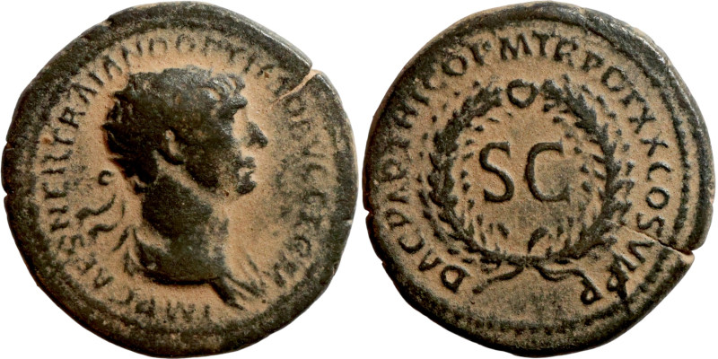 SYRIA. Antioch (struck in Rome). Trajan (ca. 116 AD). AE bronze. Obv.: IMP CAES ...