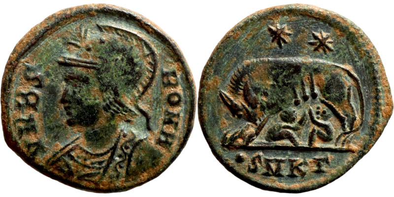 Constantinus I (306-337) Commemoratives Follis. Obverse: VRBS ROMA, laureate, he...