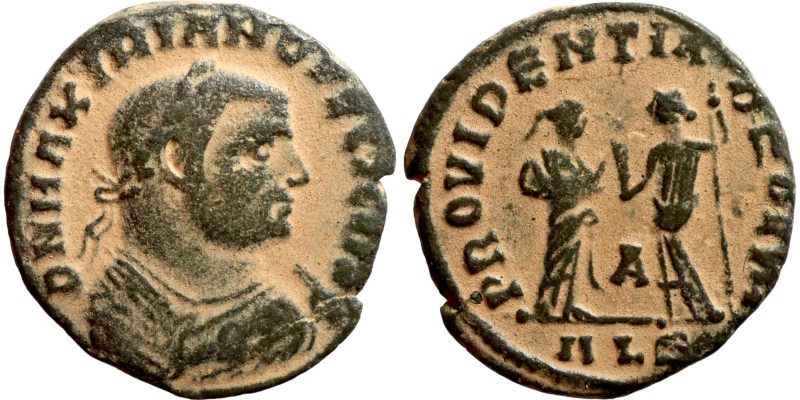 Maximianus (286-305) Follis Obverse: D N MAXIMIANO FELICISSIM, laureate bust rig...