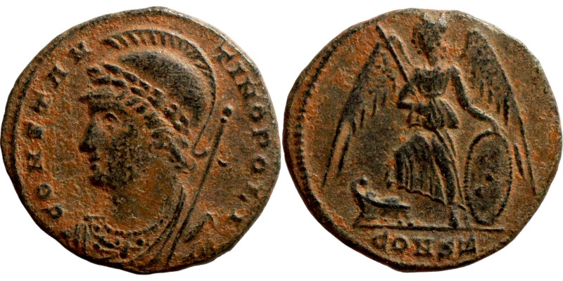 Constantinus I (306-337) Commemoratives Follis. Obverse: CONSTANTINOPOLIS, laure...