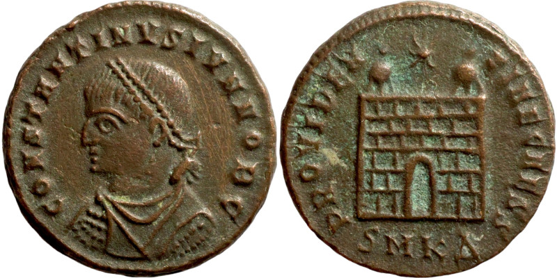 Constantinus II (Caesar: 317-337) Follis. Obverse: CONSTANTNIVS NOB C, Laureate ...