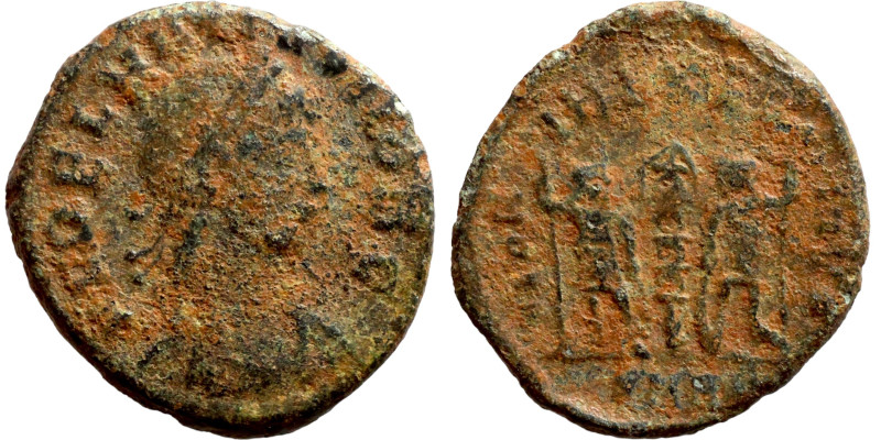 Constans, (337-350) follis Obv: FL IVL CONSTANS NOB C laureate, cuirassed bust r...